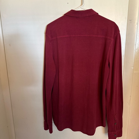 Mododoc Mens Classic-Fit  Red Long-Sleeve Button Casual Collar Shirt Size M - Picture 7 of 14